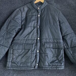 St Moritz Jacket Mens Large Blue Quilted Puffer Full Zip Insulated Collared